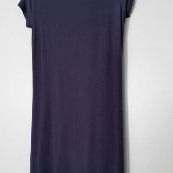 BEBE Long Hi-Low Hem T-shirt Tunic Top Short Sleeve Blue Sz XS - Picture 8 of 9